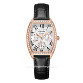 Alexandre Christie AC 2B86 BF Multifunction Black Rosegold Leather Strap